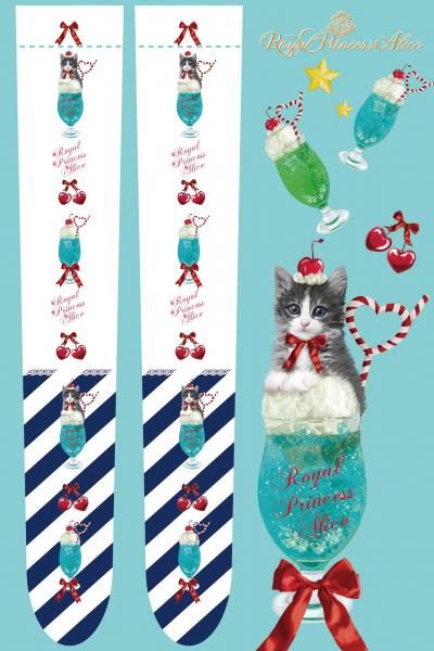 にゃいすクリームソーダ オーバーニー（白）【8-9月頃より随時発送