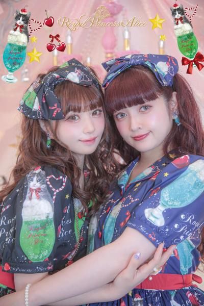 にゃいすクリームソーダ ワンピース&カチューシャセット（黒）【8-9