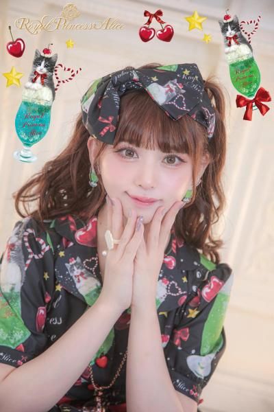 にゃいすクリームソーダ ワンピース&カチューシャセット（黒）【8-9