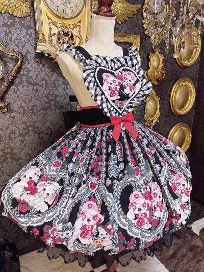 【ANNA SUI】希少♡美品♡‪ハート♡アリス♡ラメ♡ジャガード♡スカート♡ Sweet Hospital Nurse飴ノ森ふみかコラボ ジャンパースカート（白黒