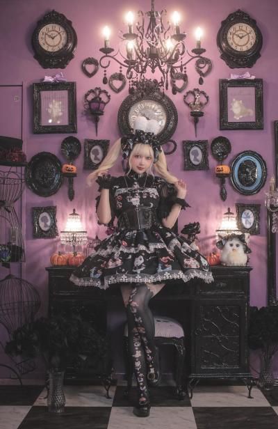 EXCENTRIQUE 薔薇柄ブラックコルセット EXCENTRIQUE エクサントリーク