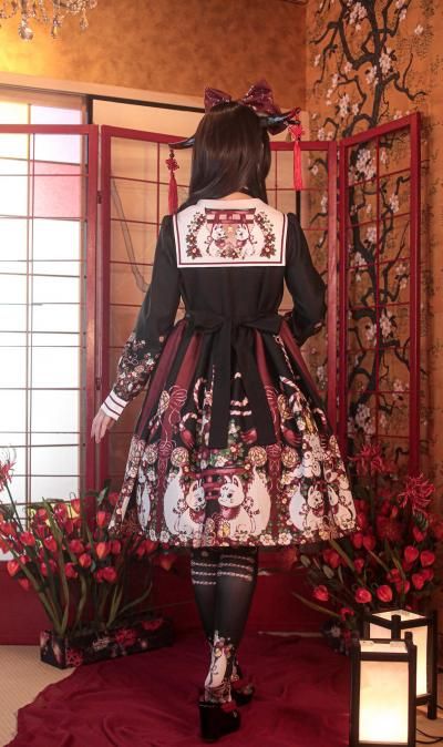絢爛白狐・たまコラボ セーラーワンピース（黒）【即納品