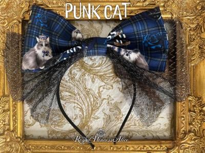 PUNK CAT カチューシャ（青チェック）再販【10月頃より随時発送