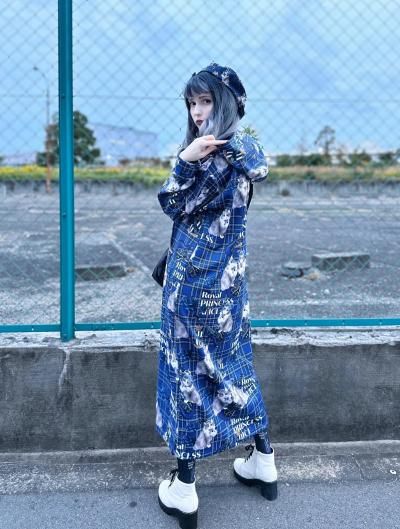 PUNK CAT ワンピースパーカー（青チェック）【即納品】 - Royal