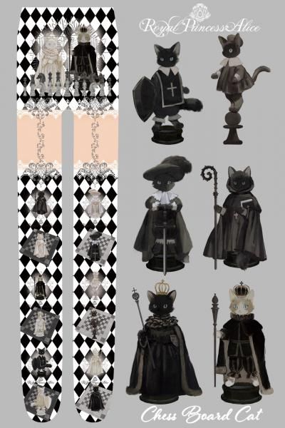 Chess Board Cat・ tonoコラボ タイツ（黒白）【3月末から随時発送