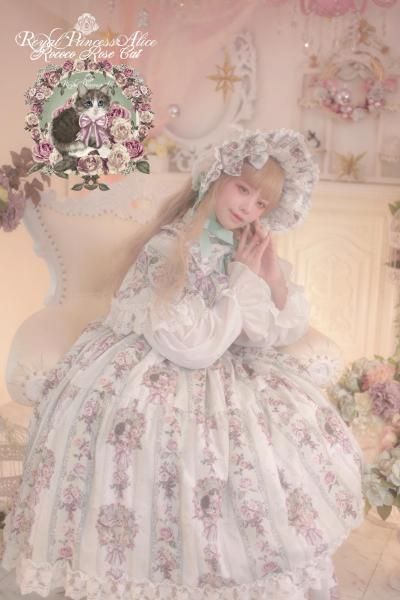 Rococo Rose Cat ジャンパースカート（ミント）【4月中旬より随時発送