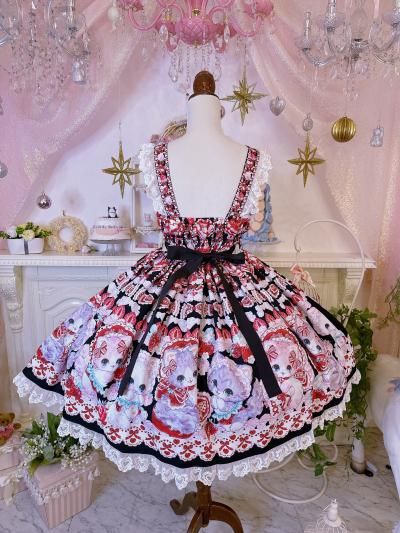 Strawberry Sweets・飴ノ森ふみかコラボ　ジャンパースカート（黒） Sweet Strawberry Cat 飴ノ森ふみかコラボ・ジャンパースカート