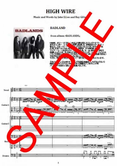 期間限定】 BADLANDS / バッドランズ バンドスコア 楽譜/スコア