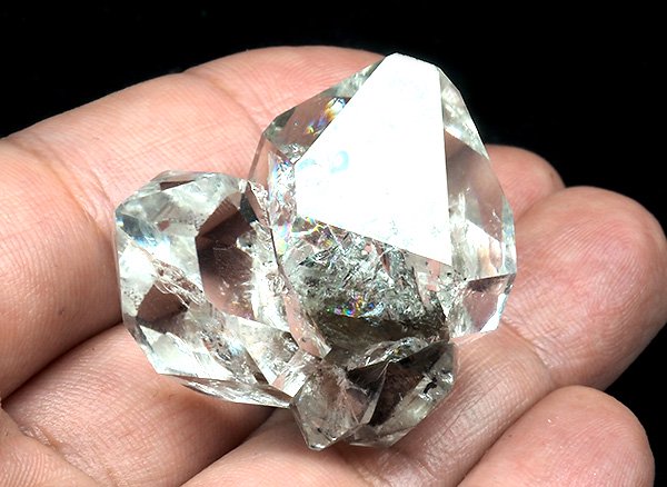 原石<br>レインボーハーキマーダイヤモンド(両剣水晶)/ニューヨーク州ハーキマー産