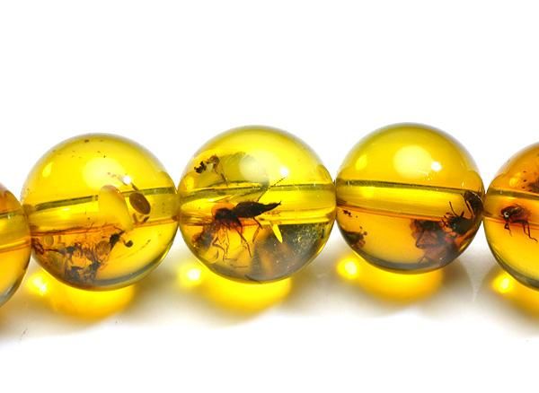 最高品質!!ブレスレット!!虫入りアンバー(琥珀) 約9mmコロンビア産